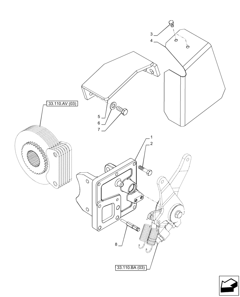 Схема запчастей Case IH PUMA 165 - (33.110.AZ[03]) - VAR - 758034 - PARKING BRAKE, HOUSING (33) - BRAKES & CONTROLS