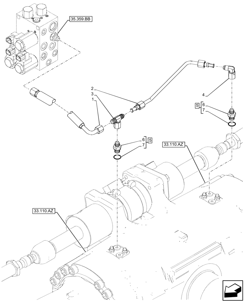 Схема запчастей Case IH FARMLIFT 632 - (33.110.BJ) - PARKING BRAKE, LINES (33) - BRAKES & CONTROLS