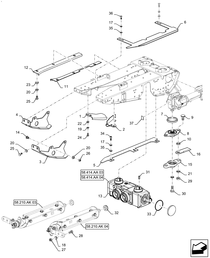 Схема запчастей Case IH 5505-65 - (58.230.AI[06]) - ROW UNIT, WITH CHOPPER (58) - ATTACHMENTS/HEADERS