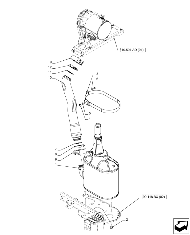 Схема запчастей Case IH PUMA 220 - (10.254.AI[01]) - VAR - 391130, 758000 - EXHAUST SYSTEM, MUFFLER - END YR 07-JAN-2014 (10) - ENGINE