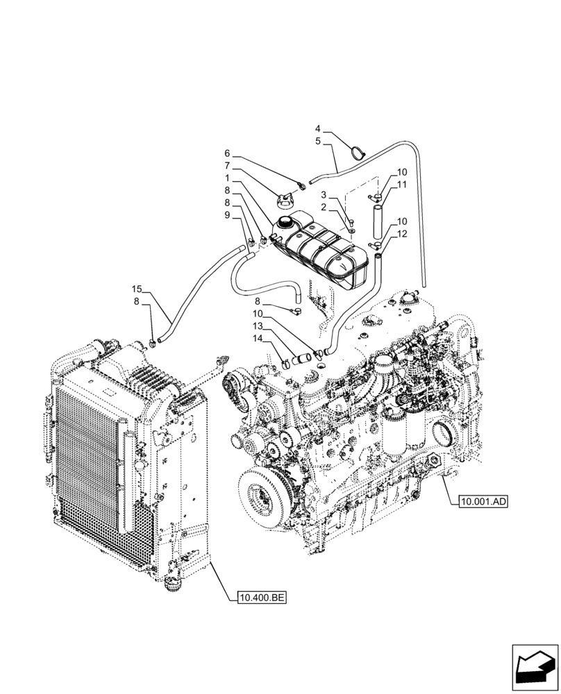 Схема запчастей Case IH PUMA 150 CVT - (10.400.BH) - VAR - 391130, 758000 - EXPANSION TANK (10) - ENGINE