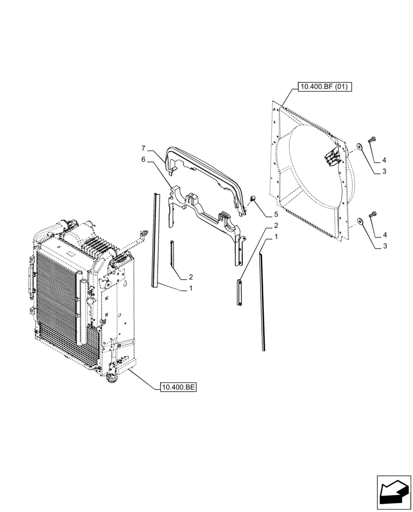 Схема запчастей Case IH PUMA 165 CVT - (10.400.BF[03]) - VAR - 391130, 758000 - RADIATOR, SEAL (10) - ENGINE