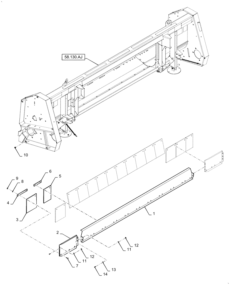 Схема запчастей Case IH 5505-65 - (58.130.AD[02]) - FRAME, APRON (58) - ATTACHMENTS/HEADERS