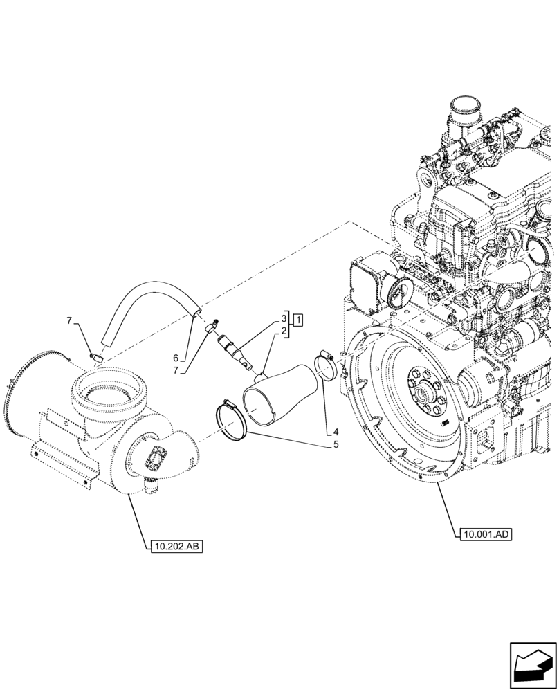 Схема запчастей Case IH FARMLIFT 742 - (10.202.AD) - AIR CLEANER & INTAKE PARTS (10) - ENGINE