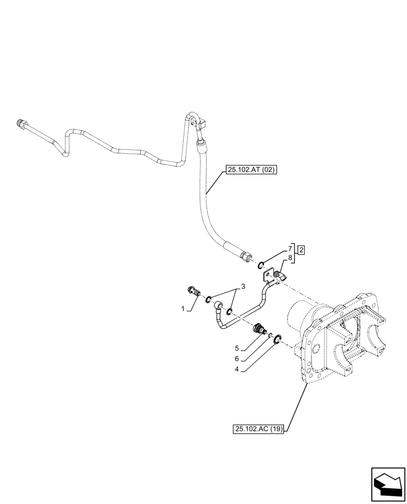 Схема запчастей Case IH FARMALL 105C - (25.102.AT[07]) - VAR - 337323 - DIFFERENTIAL LOCK, CONTROLS, LINE, 4WD, HEAVY DUTY (25) - FRONT AXLE SYSTEM