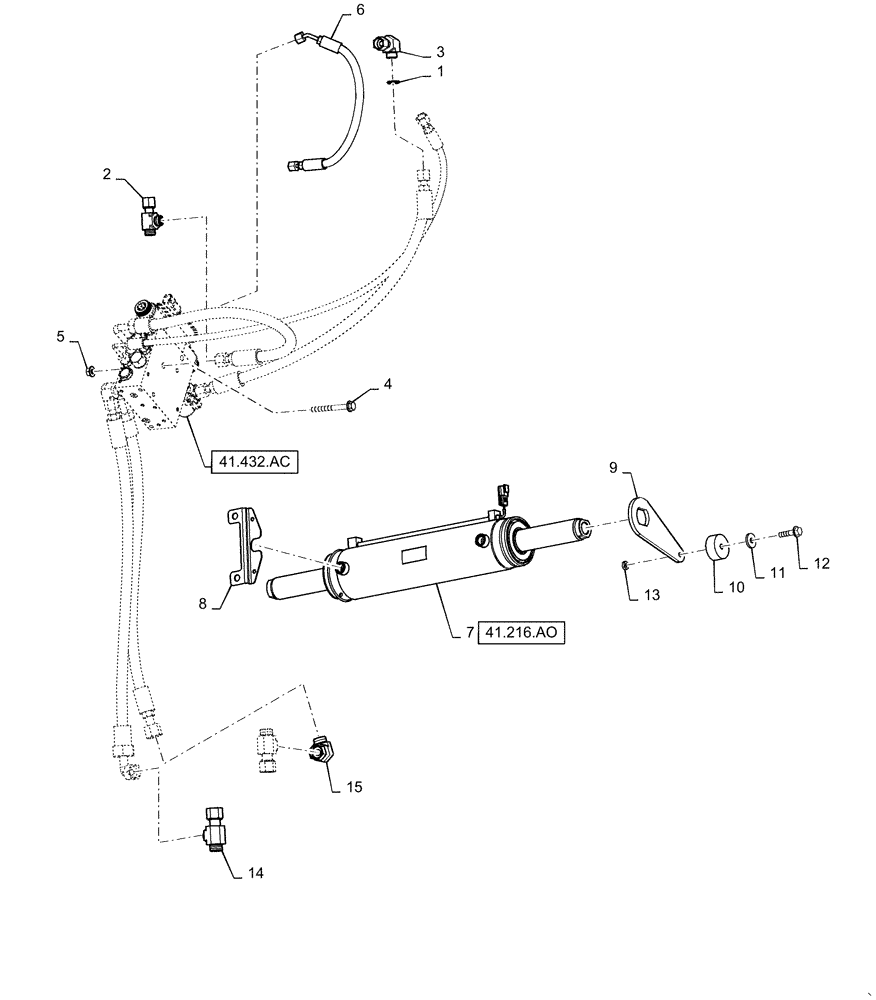 Схема запчастей Case IH 5140 - (41.432.AG) - AUXILIARY STEERING HYDRAULIC SYSTEM (41) - STEERING