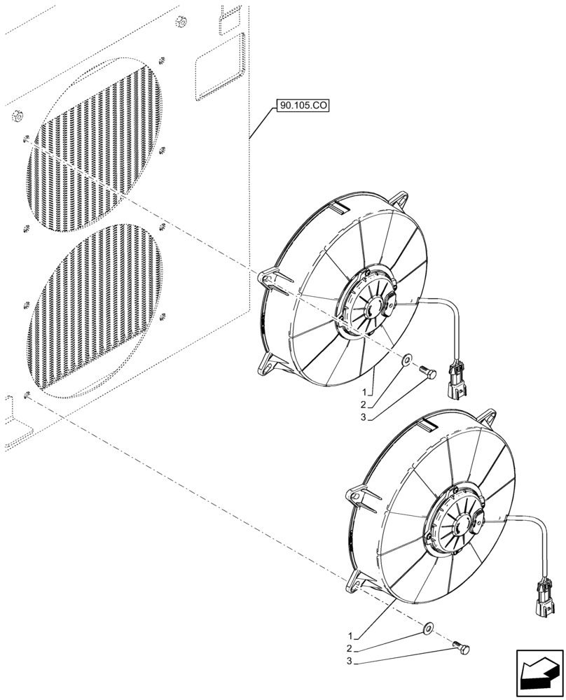 Схема запчастей Case IH FARMLIFT 632 - (50.200.AK[01]) - AIR CONDITIONING, COOLER, FAN (50) - CAB CLIMATE CONTROL