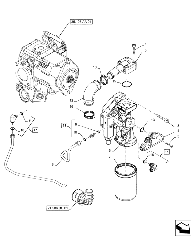 Схема запчастей Case IH MAGNUM 240 - (35.322.AM[01]) - VAR- 420104, 420105 - VANE PUMP - CVT (35) - HYDRAULIC SYSTEMS