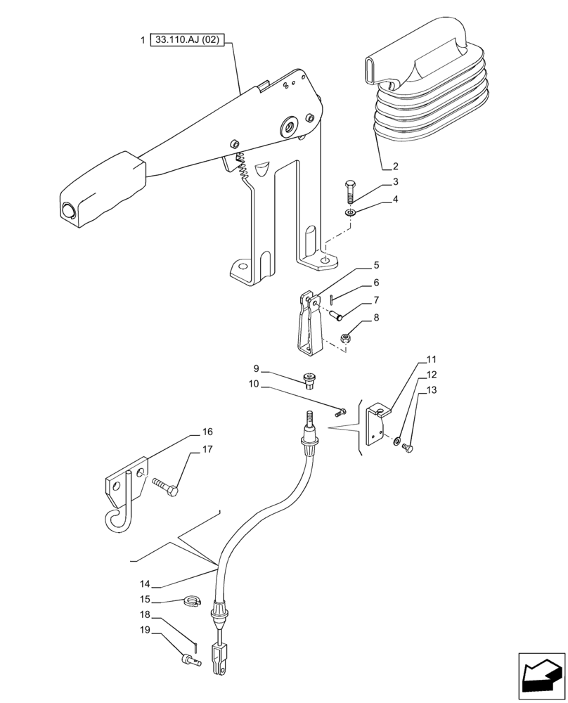 Схема запчастей Case IH PUMA 185 - (33.110.AJ[01]) - VAR - 391147 - HAND BRAKE, LEVER (33) - BRAKES & CONTROLS