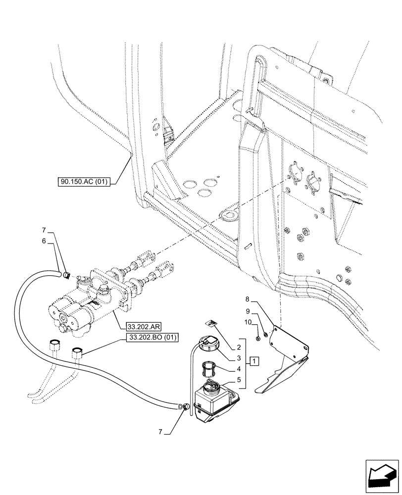 Схема запчастей Case IH PUMA 165 - (33.202.AN) - VAR - 391231, 758270, 758271, 758272, 758273 - BRAKE FLUID RESERVOIR (33) - BRAKES & CONTROLS