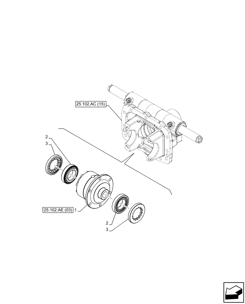 Схема запчастей Case IH FARMALL 105C - (25.102.AE[02]) - VAR - 744580, 744581 - LIMITED SLIP DIFFERENTIAL, 4WD, HEAVY DUTY (25) - FRONT AXLE SYSTEM