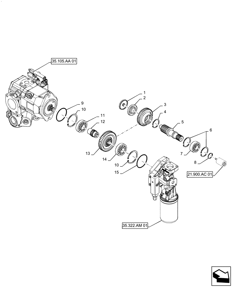 Схема запчастей Case IH MAGNUM 200 - (21.900.AA[01]) - VAR- 420104, 420105 - DRIVING GEARS, HYDRAULIC PUMP - CVT (21) - TRANSMISSION