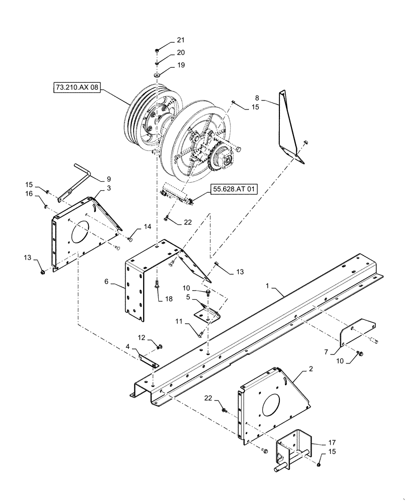 Схема запчастей Case IH 5140 - (73.210.AX[07]) - FLAIL CHOPPING UNIT GEARBOX SUPPORT (73) - RESIDUE HANDLING