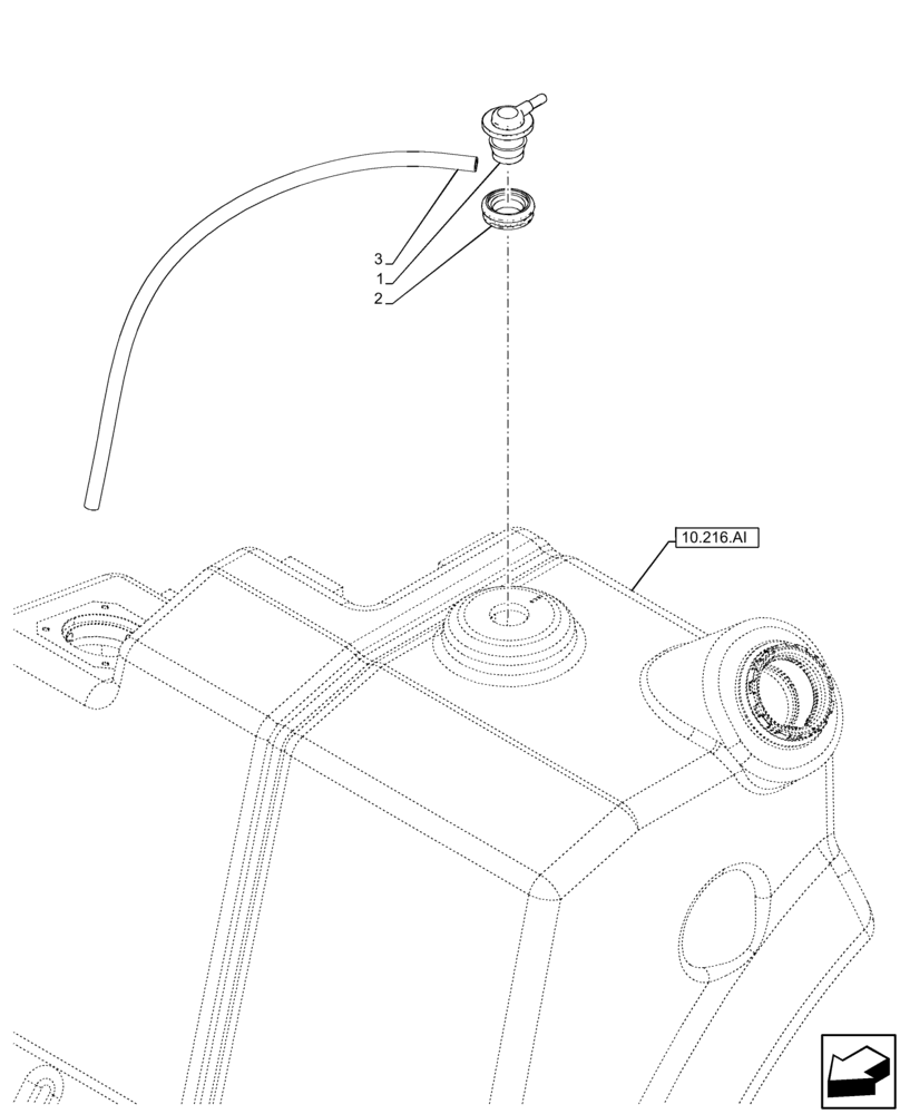 Схема запчастей Case IH FARMLIFT 632 - (10.216.BB) - FUEL TANK, BREATHER (10) - ENGINE