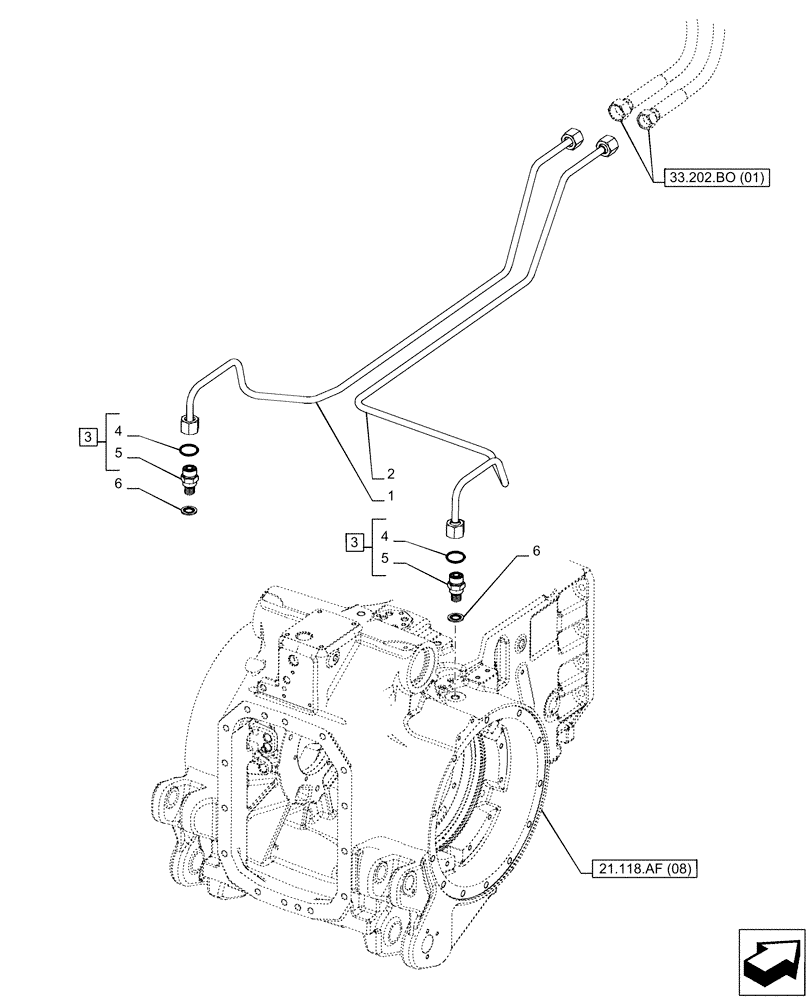 Схема запчастей Case IH PUMA 185 - (33.202.AP[01]) - VAR - 337435, 337467, 337468, 337469, 391231, 758270, 758271, 758272, 758273 - BRAKE LINE, POWERSHIFT (33) - BRAKES & CONTROLS