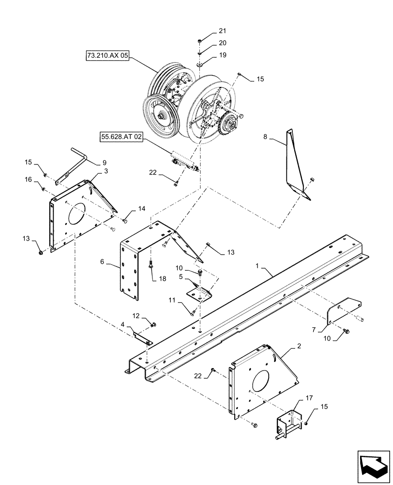 Схема запчастей Case IH 7130 - (73.210.AX[04]) - CHOPPING UNIT GEARBOX SUPPORT (73) - RESIDUE HANDLING