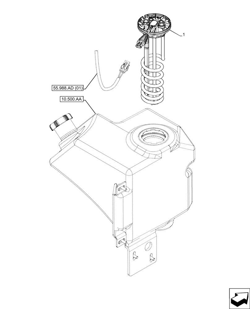 Схема запчастей Case IH FARMLIFT 935 - (55.988.AN) - DEF/ADBLUE™, TANK, LEVEL, SENSOR (55) - ELECTRICAL SYSTEMS