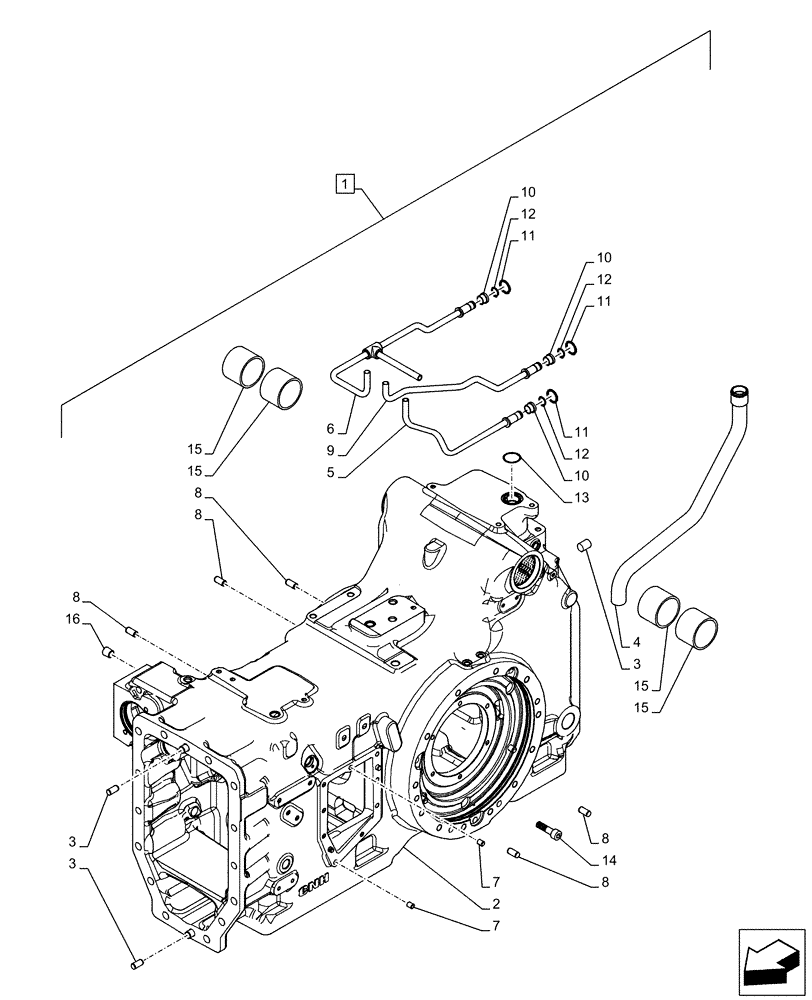 Схема запчастей Case IH PUMA 165 - (21.118.AF[02]) - VAR - 391136, 758011, 758016, 758017 - TRANSMISSION HOUSING, POWERSHIFT (21) - TRANSMISSION