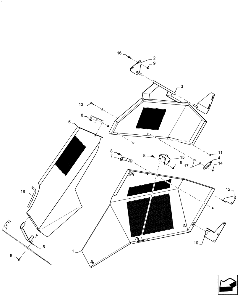 Схема запчастей Case IH 7140 - (74.130.AJ[02]) - SHIELD, DRIVE, FAN, RH (74) - CLEANING