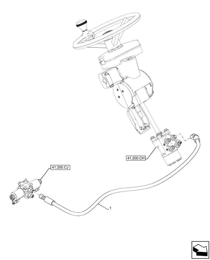 Схема запчастей Case IH FARMLIFT 935 - (41.200.AO[02]) - HYDRAULIC STEERING, LINE, STEERING VALVE (41) - STEERING