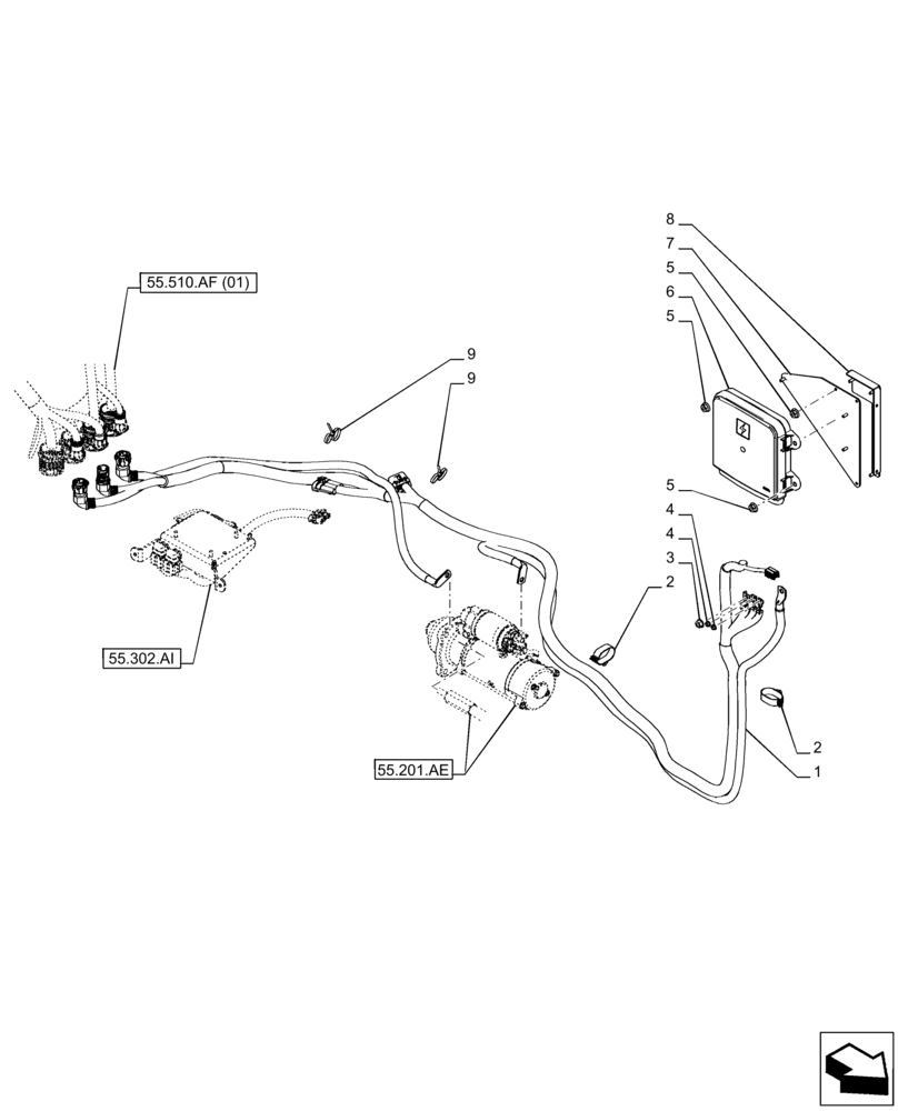 Схема запчастей Case IH PUMA 220 - (55.510.AB) - VAR - 391130, 758000 - POWER UNIT, HARNESS (55) - ELECTRICAL SYSTEMS