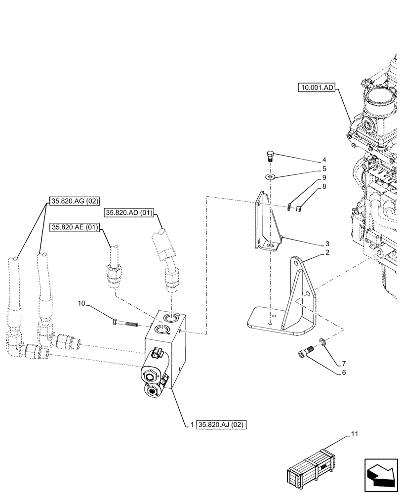 Схема запчастей Case IH FARMLIFT 935 - (35.820.AJ[01]) - VAR - 749249 - REVERSIBLE FAN, VALVE - END DATE 28-JUN-2015 (35) - HYDRAULIC SYSTEMS