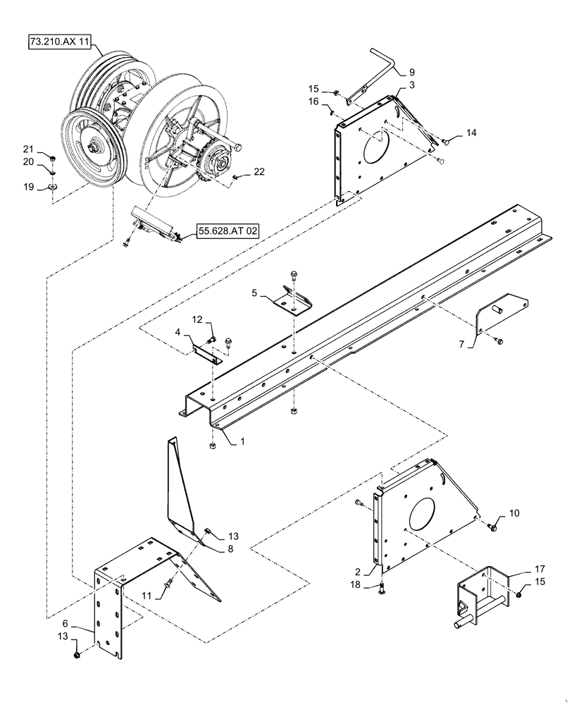 Схема запчастей Case IH 6140 - (73.210.AX[10]) - FLAIL CHOPPING UNIT GEARBOX SUPPORT (73) - RESIDUE HANDLING