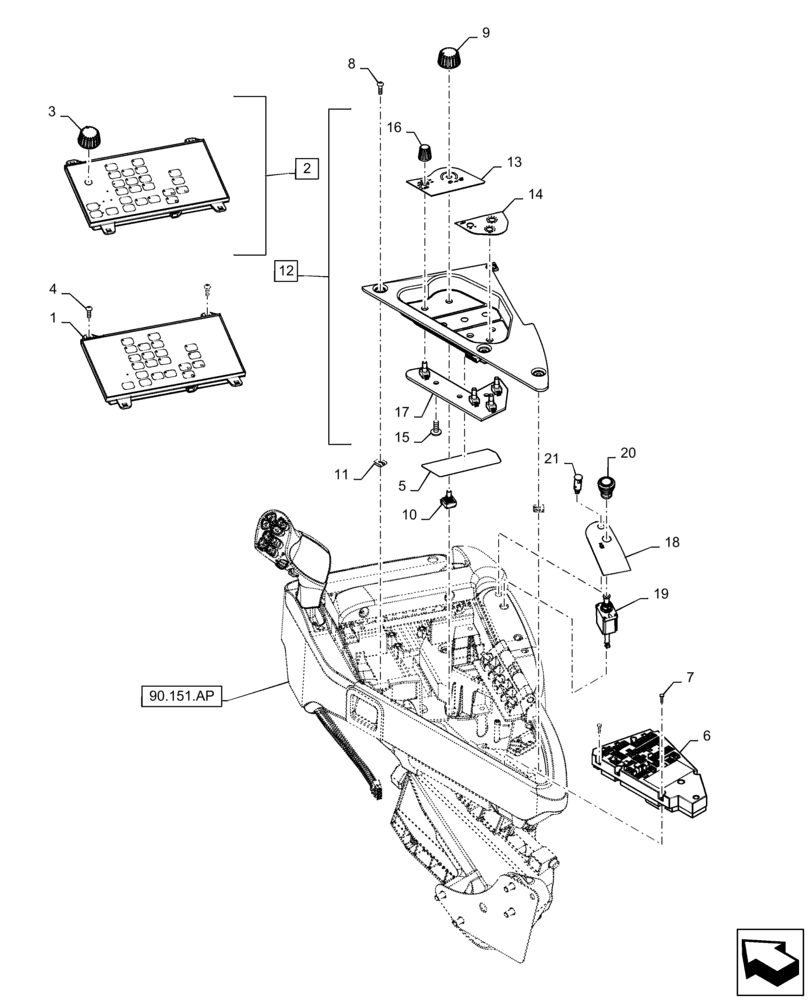 Схема запчастей Case IH STEIGER 420 - (55.512.CS) - ARMREST CONTROL PANEL (55) - ELECTRICAL SYSTEMS