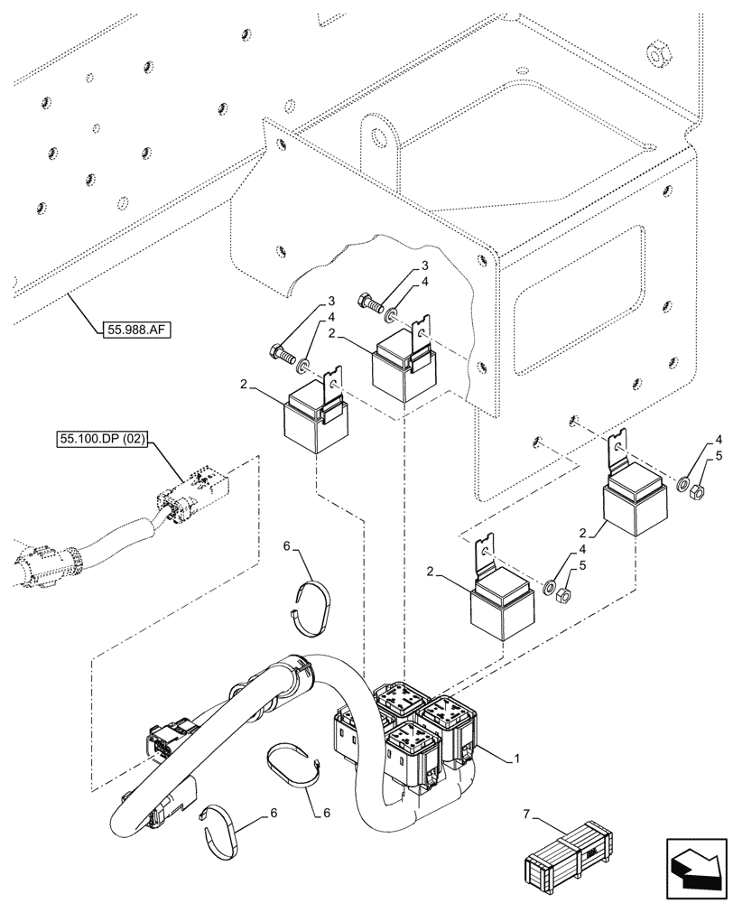 Схема запчастей Case IH FARMLIFT 632 - (55.100.DP[01]) - VAR - 749249 - REVERSIBLE FAN, HARNESS, RELAY - END DATE 28-JUN-2015 (55) - ELECTRICAL SYSTEMS