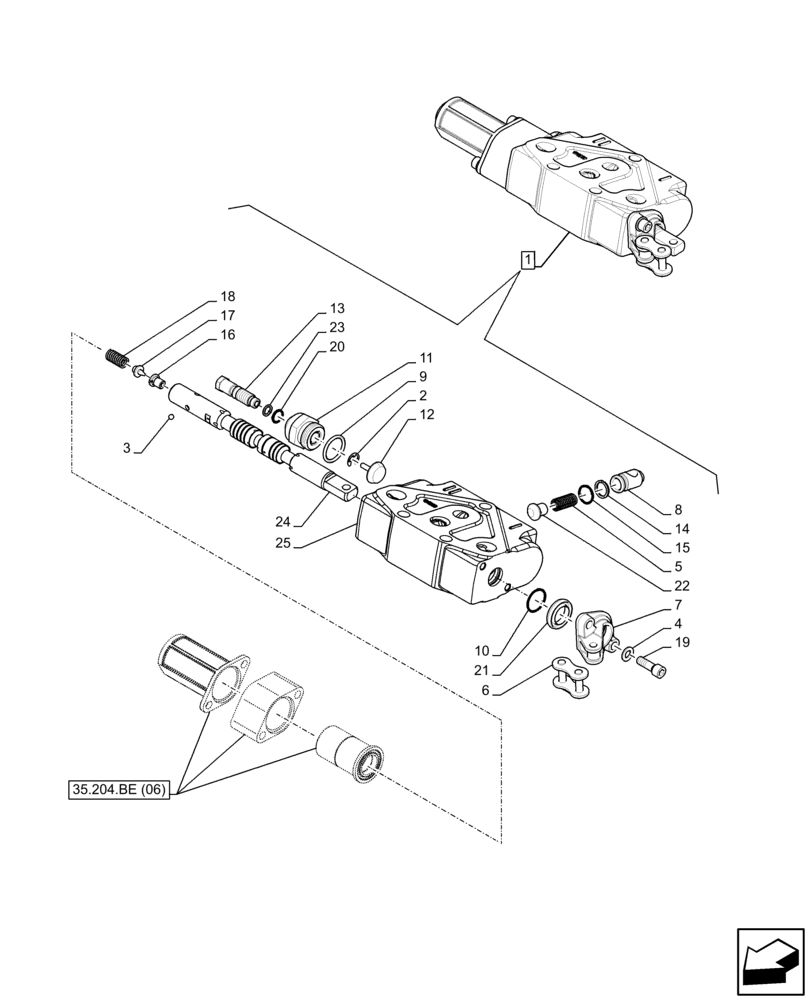 Схема запчастей Case IH FARMALL 95C - (35.204.BE[05]) - VAR - 336108, 743569 - REMOTE CONTROL VALVE, DISTRIBUTOR, COMPONENTS (35) - HYDRAULIC SYSTEMS