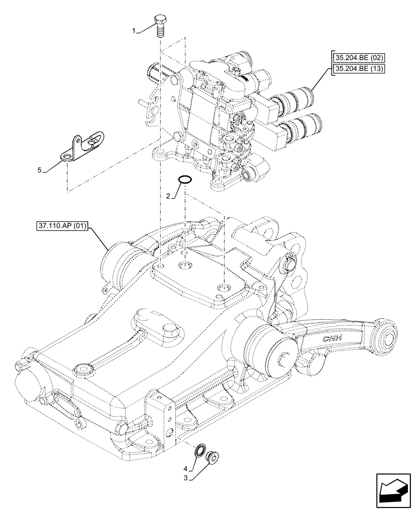 Схема запчастей Case IH FARMALL 115C - (35.204.BE[09]) - VAR - 743569 - REMOTE CONTROL VALVE, MOUNT, VALVE, HI-LO (35) - HYDRAULIC SYSTEMS