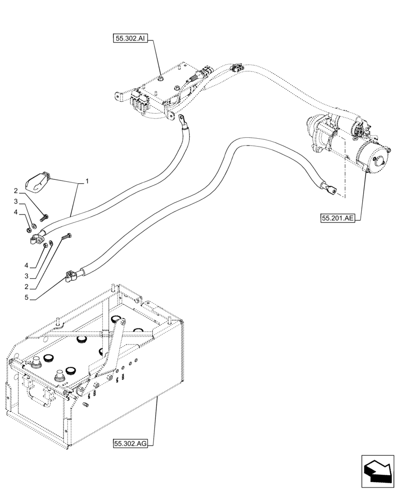 Схема запчастей Case IH PUMA 185 - (55.302.AV) - VAR - 391130, 758000 - BATTERY CABLES (55) - ELECTRICAL SYSTEMS