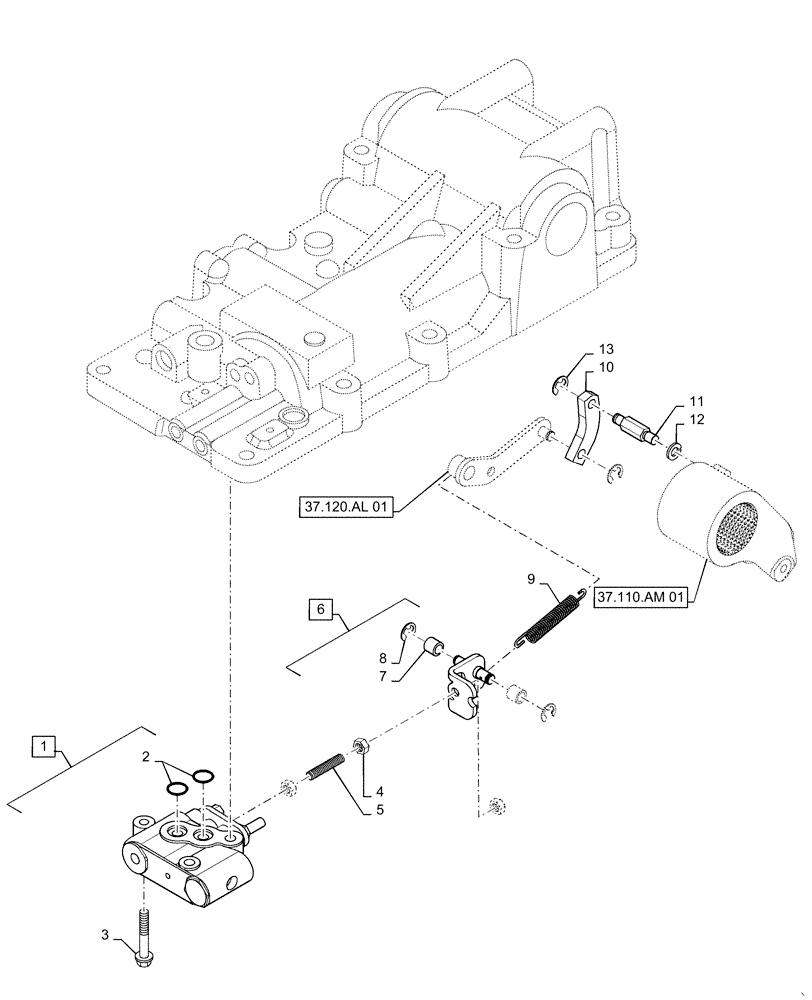 Схема запчастей Case IH FARMALL 35C - (35.124.AA[01]) - LIFT LINK AND CONTROL VALVE, FARMALL 30C, 35C (35) - HYDRAULIC SYSTEMS