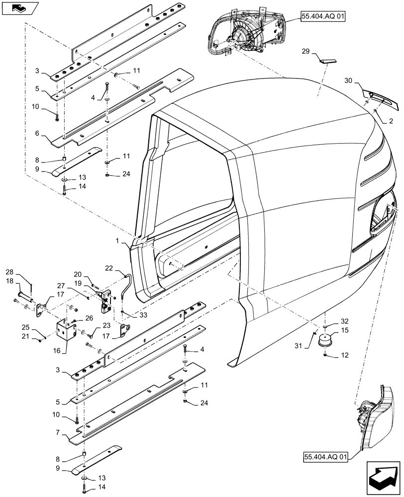 Схема запчастей Case IH 2240 - (90.100.AU[01]) - FRONT FUEL HOOD (90) - PLATFORM, CAB, BODYWORK AND DECALS