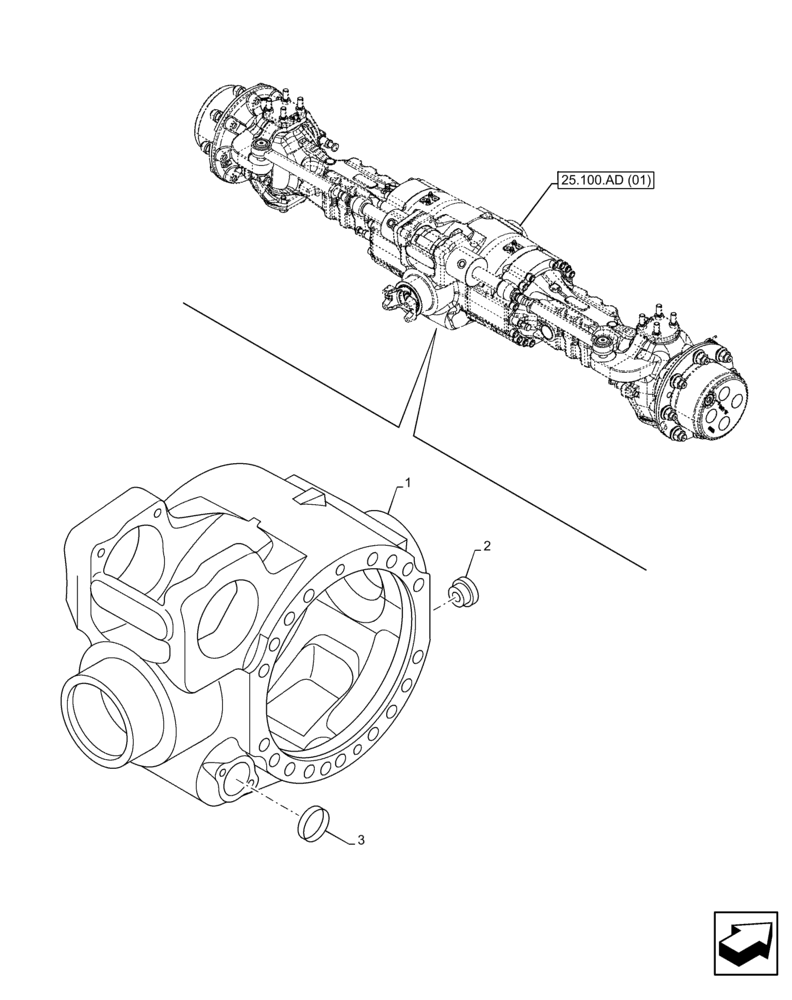 Схема запчастей Case IH FARMLIFT 635 - (25.102.AU) - FRONT AXLE, DIFFERENTIAL, HOUSING (25) - FRONT AXLE SYSTEM