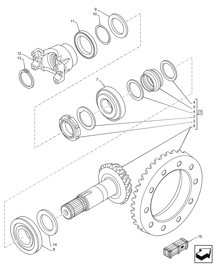 Схема запчастей Case IH FARMLIFT 632 - (25.102.AC) - FRONT AXLE, BEVEL GEAR (25) - FRONT AXLE SYSTEM