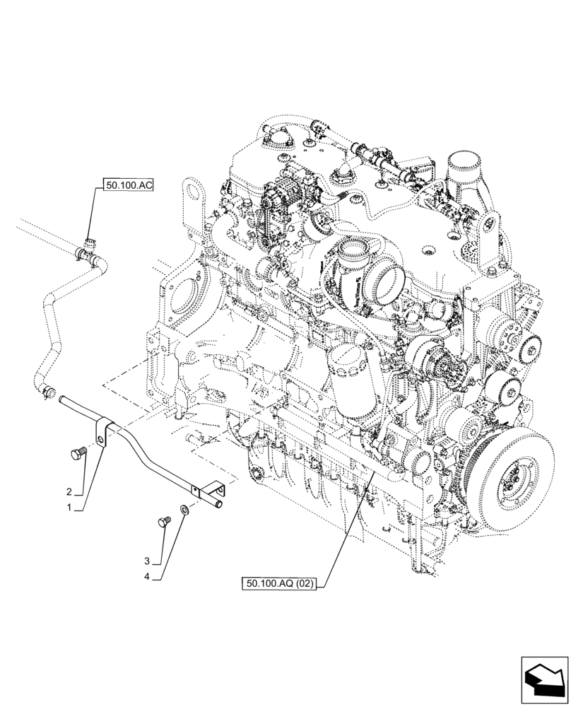 Схема запчастей Case IH PUMA 185 CVT - (50.100.AQ[01]) - VAR - 391130, 758000 - HEATER, LINES (50) - CAB CLIMATE CONTROL