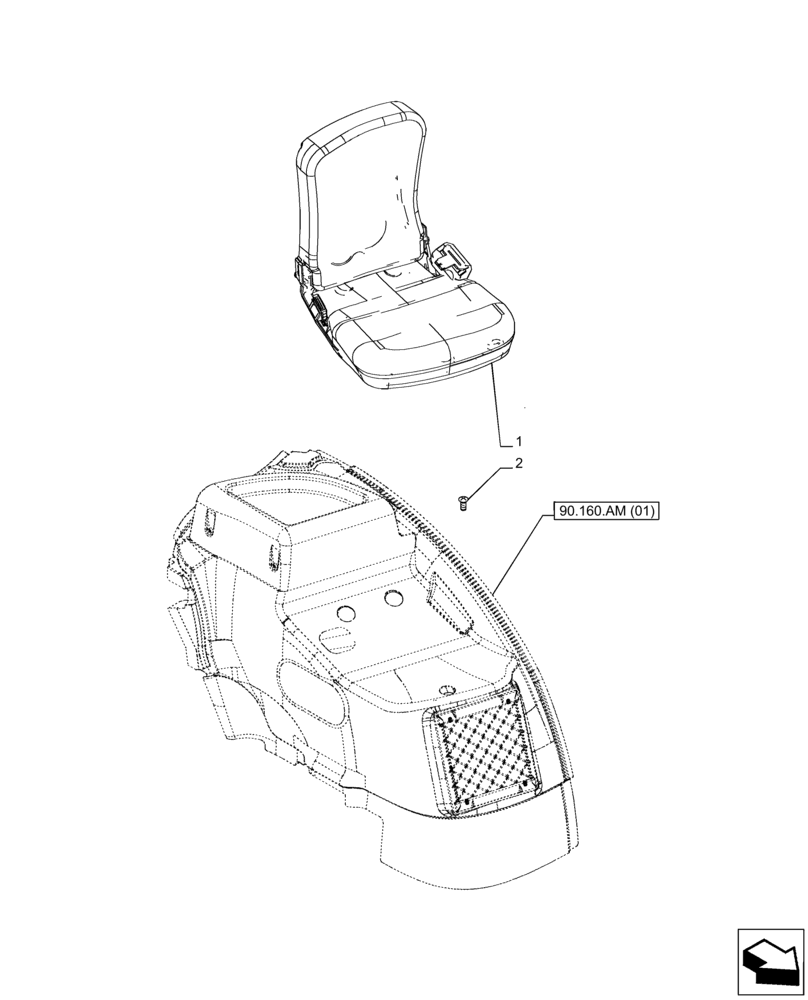 Схема запчастей Case IH PUMA 150 - (90.151.AC[02]) - VAR - 758261, 758262, 758263 - PASSENGER SEAT (90) - PLATFORM, CAB, BODYWORK AND DECALS