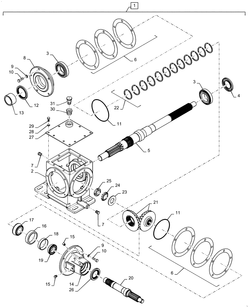 Схема запчастей Case IH 7140 - (73.210.AX[06]) - CHOPPING UNIT GEARBOX (73) - RESIDUE HANDLING