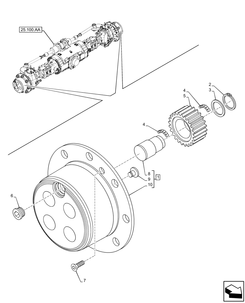 Схема запчастей Case IH FARMLIFT 742 - (25.108.AB) - FRONT AXLE, PLANETARY HUB (25) - FRONT AXLE SYSTEM