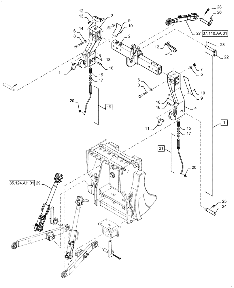 Схема запчастей Case IH MAGNUM 310 - (37.110.AC[02]) - VAR - 429397 - 3 POINT HITCH - SOLID BALL EDC 7200KG (37) - HITCHES, DRAWBARS & IMPLEMENT COUPLINGS