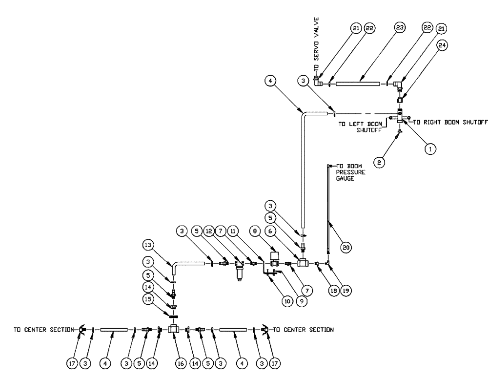 Схема запчастей Case IH PATRIOT XL - (09-033) - 75 3-BOOM SHUTOFF CENTER BOOM Liquid Plumbing