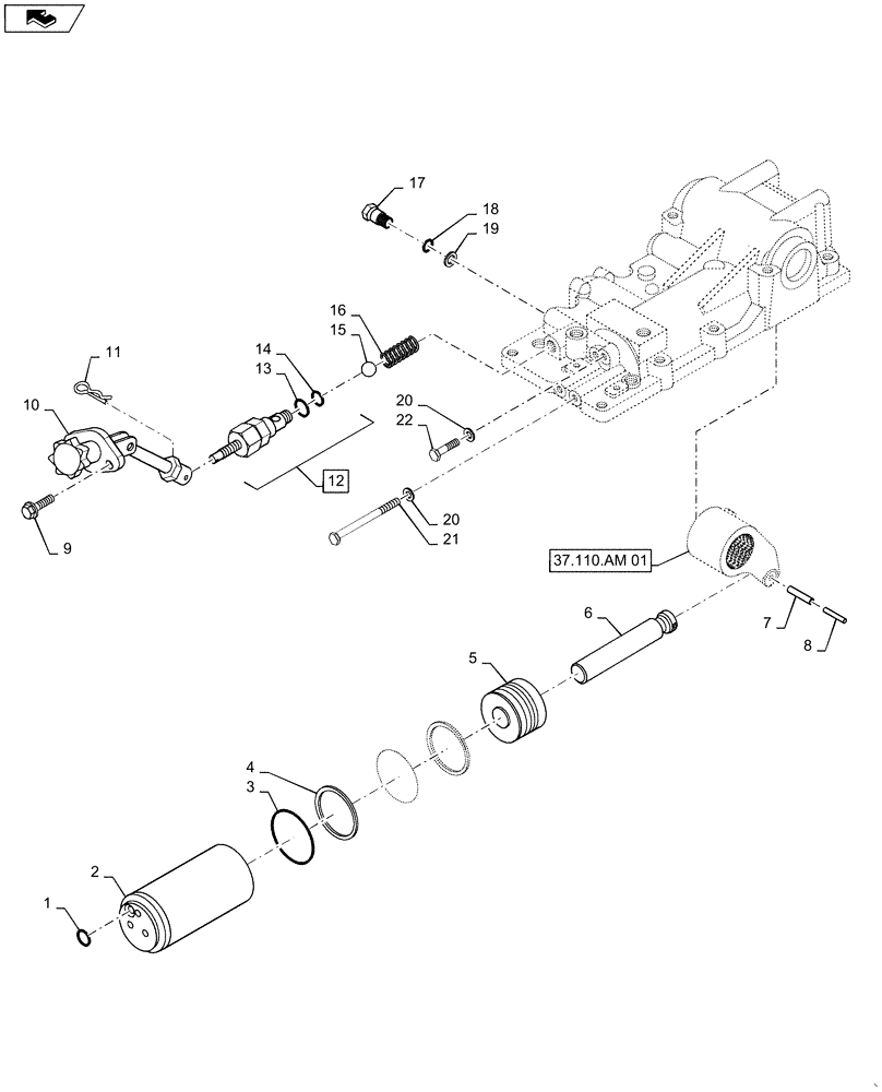 Схема запчастей Case IH FARMALL 35C - (35.116.AH[01]) - REAR HITCH HYDRAULIC CYLINDER, FARMALL 30C, 35C (35) - HYDRAULIC SYSTEMS