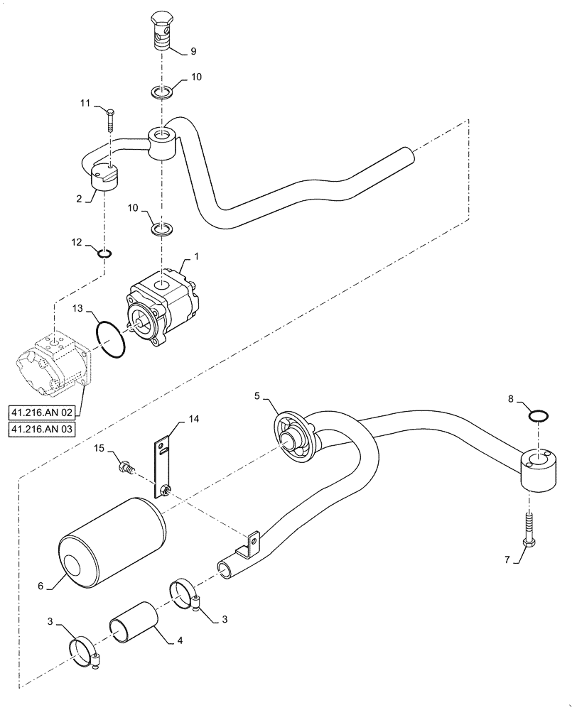 Схема запчастей Case IH FARMALL 35C - (35.100.AH[01]) - HYDRAULIC LINES, SUCTION, FARMALL 30C, 35C, 40C, 50C (35) - HYDRAULIC SYSTEMS