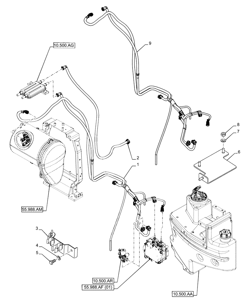 Схема запчастей Case IH PUMA 150 CVT - (10.500.AD[01]) - VAR - 391130, 758000 - DEF/ADBLUE, LINES (10) - ENGINE