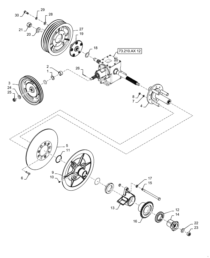 Схема запчастей Case IH 7130 - (73.210.AX[11]) - HIGH SPEED CHOPPING UNIT GEARBOX W/ PULLEY (73) - RESIDUE HANDLING