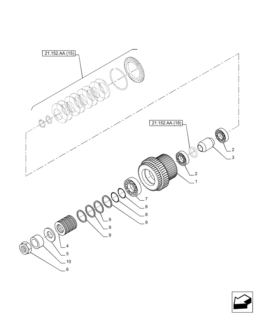 Схема запчастей Case IH PUMA 165 - (21.152.AA[16]) - VAR - 758012, 758013, 758014, 758015 - TRANSMISSION, GEAR (21) - TRANSMISSION