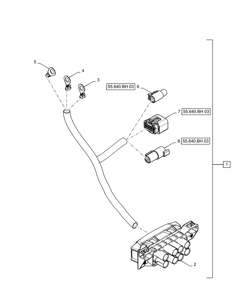 Схема запчастей Case IH QUADTRAC 470 - (55.640.BH[04]) - ISO 11783 POWER HARNESS (55) - ELECTRICAL SYSTEMS