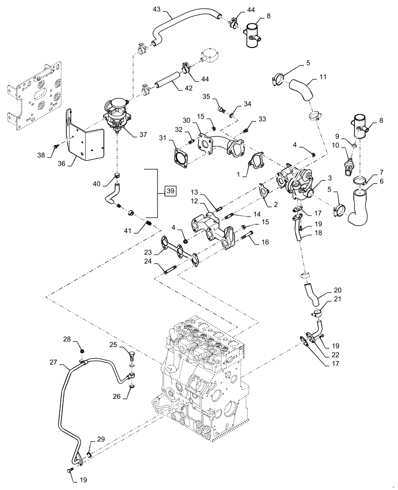 Схема запчастей Case IH FARMALL 35C - (10.254.AC[01]) - EXHAUST MANIFOLD, FARMALL 30C, 35C (10) - ENGINE