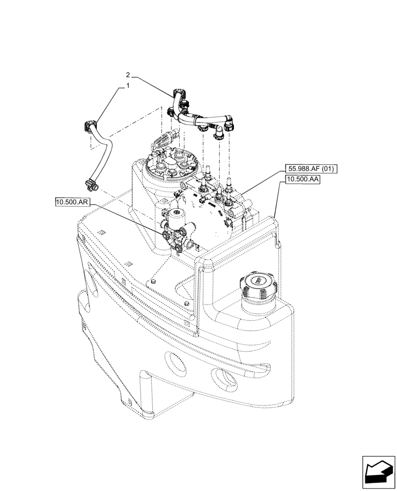 Схема запчастей Case IH PUMA 150 CVT - (10.500.AD[02]) - VAR - 391130, 758000 - DEF/ADBLUE, LINES - END YR 20-FEB-2014 (10) - ENGINE